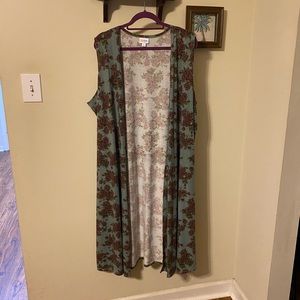 LULAROE JOY Sleeveless Long Floral Cardigan